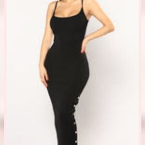 Fashion Nova Black Ribbed Spaghetti Strap Dress "Lindsay Knit Dress"